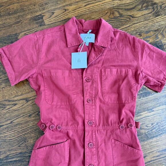 NWT Pistola Grover Jumpsuit Rouge Red Size M Utility Boiler One Piece Romper - Picture 3 of 8
